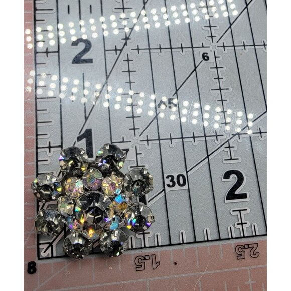 Smokey Gray & Aurora Borealis Snowflake Star Brooch Vintage Silver Tone Sparkle - Picture 8 of 8